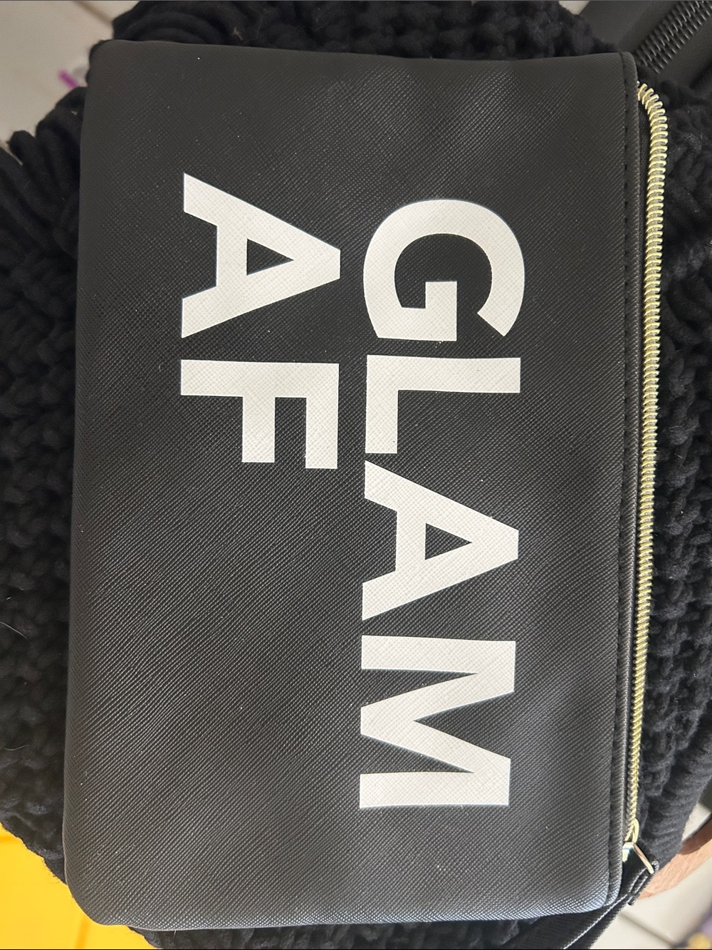 Glam AF Black Toiletry Pouch with White Logo